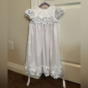 Baby girl baptism dress, white christening dress 6-9m